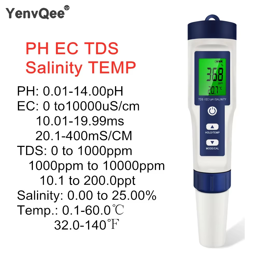 Ec Meter Digital - 5-in-1 Digital pH Meter TDS EC